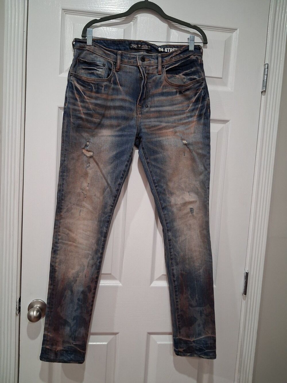Prps Cayenne Super Skinny Fit Stretch Jeans Distressed Men's Size 34 red paint